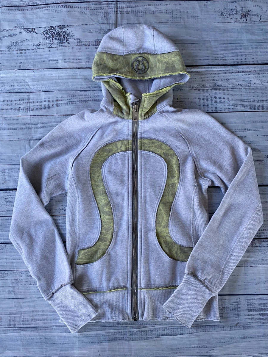 Lululemon Scuba Hoodie Remix Citron Pencil Sketch Size 6 Gray Geometric