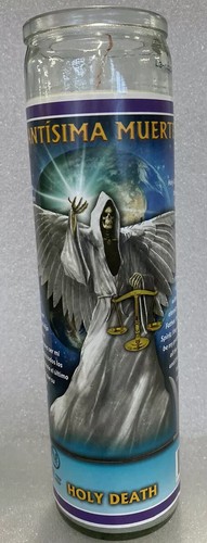 Santa Muerte Unscented Candles Devotional Prayer Glass Container Candle 1PC