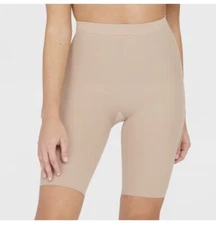 ASSET by Spanx Womens Mid-Thigh Shaper Tan Sz L Comfy Base “read”