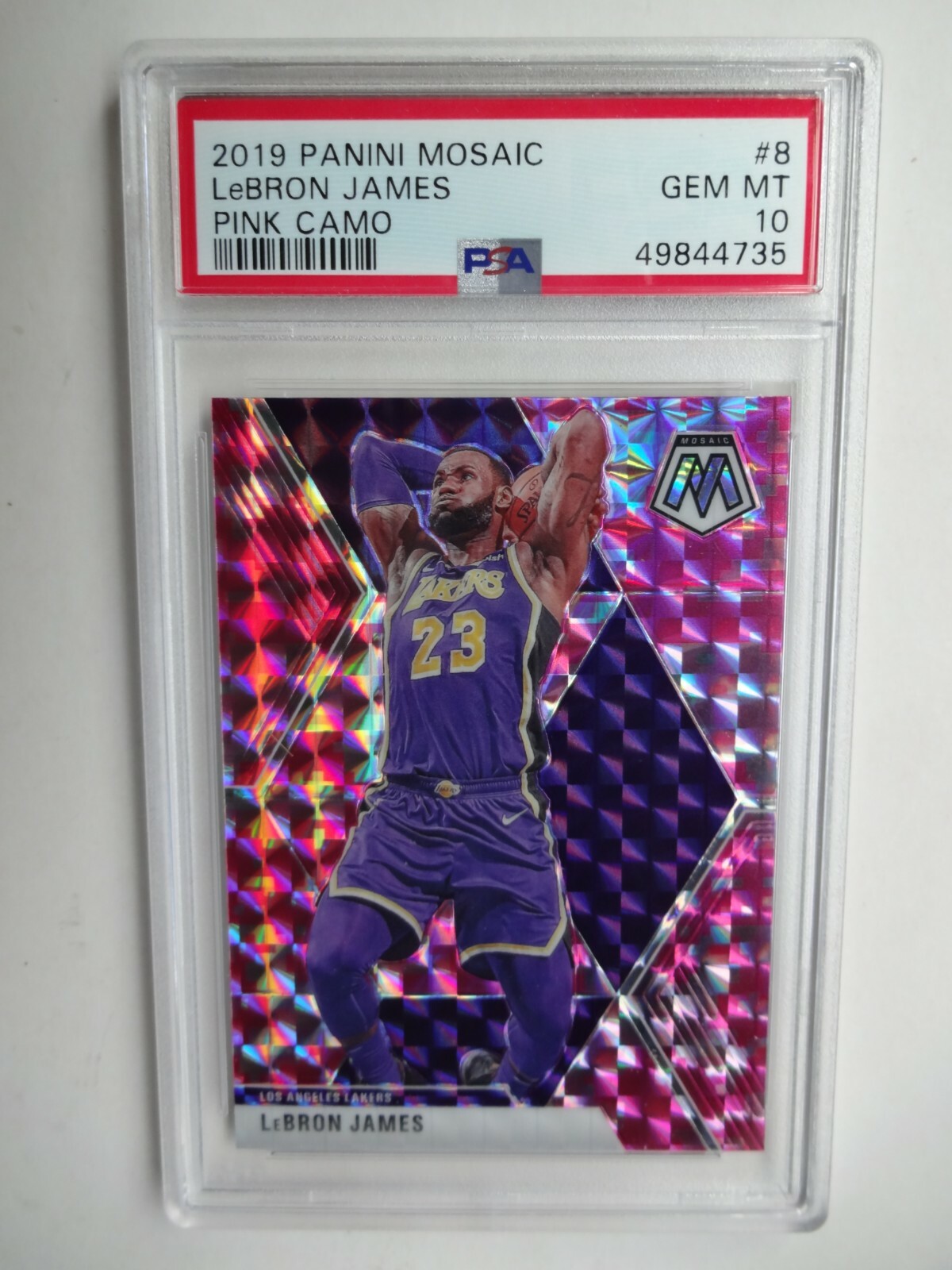 PSA 10 2019 PANINI MOSAIC LEBRON JAMES PINK CAMO #8 GEM MINT