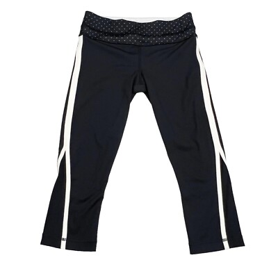 LULULEMON  Up The Pace Crop Pants Black w/ Dot Waistband EUC Run Yoga Sz: 6