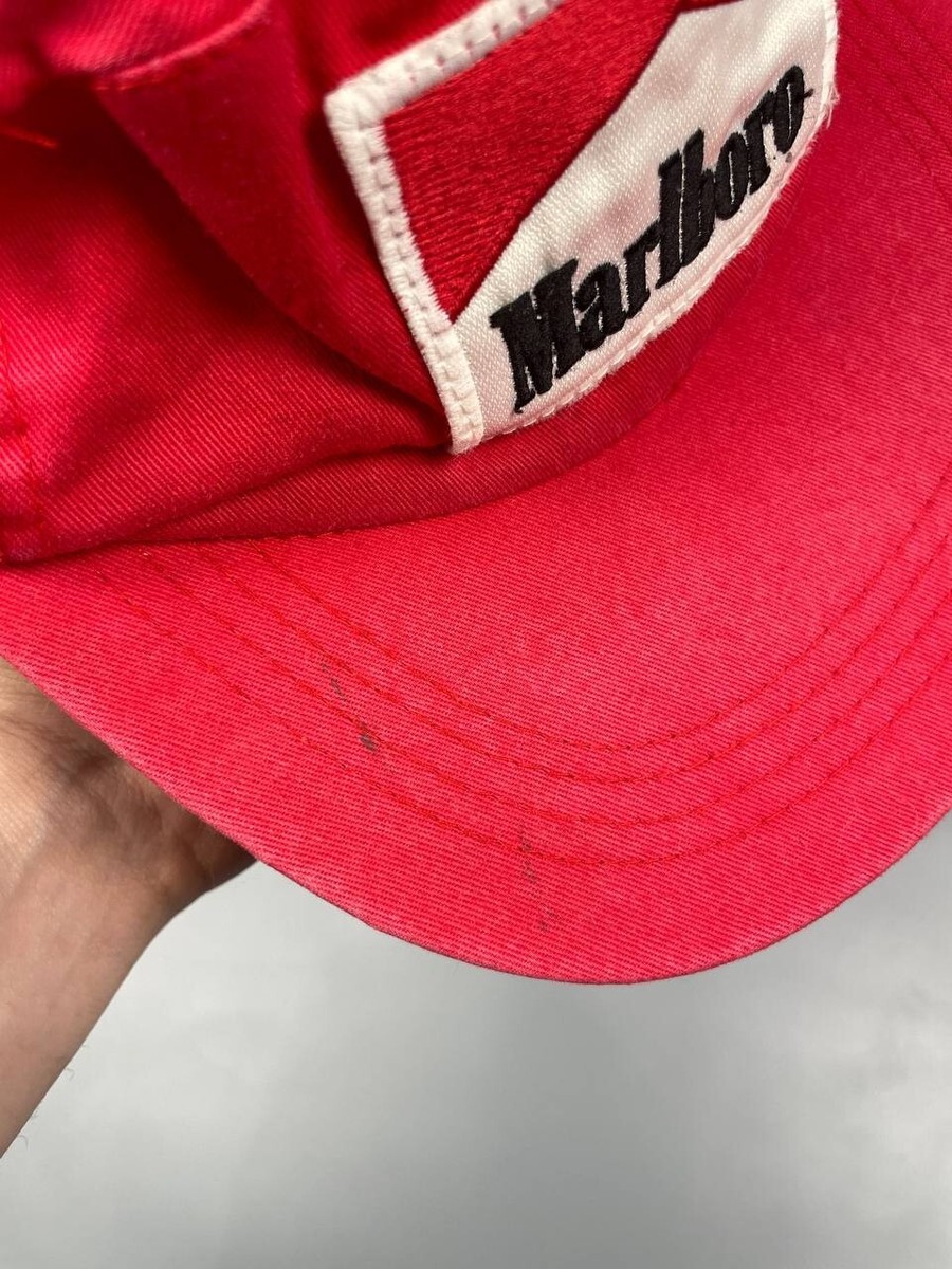 (激レア)80s marlboro cap usa vintage Vintage 80s 90s Marlboro Logo Red Cap Rare Streetwear Hat Men One