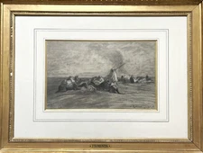 Charcoal Drawing Charcoal Drawing Original Eugène Fromentin 1853 Laghouat