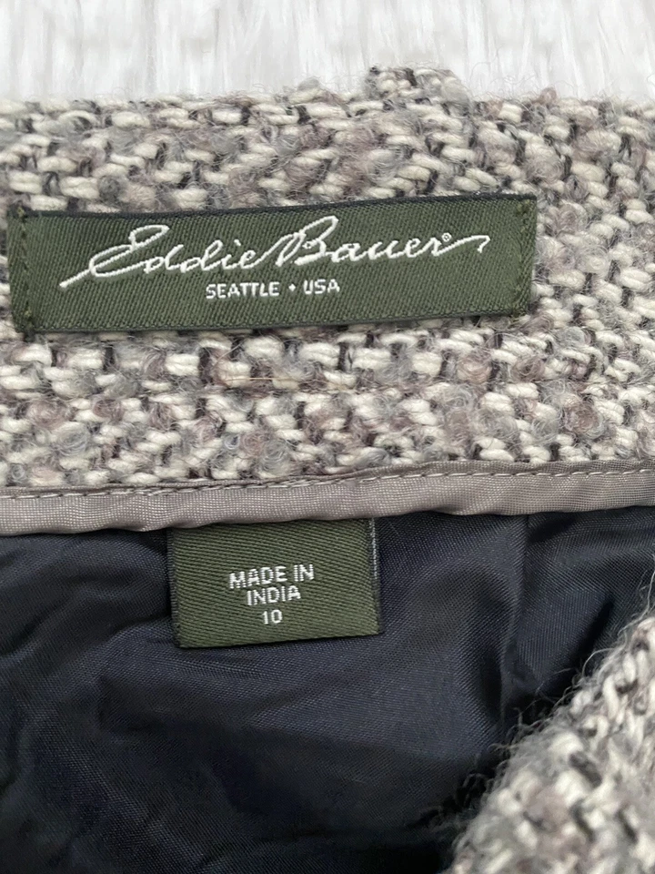 Falda para mujer Eddie Bauer talla 10 bolsillos de lana gris Foto 2 de 4