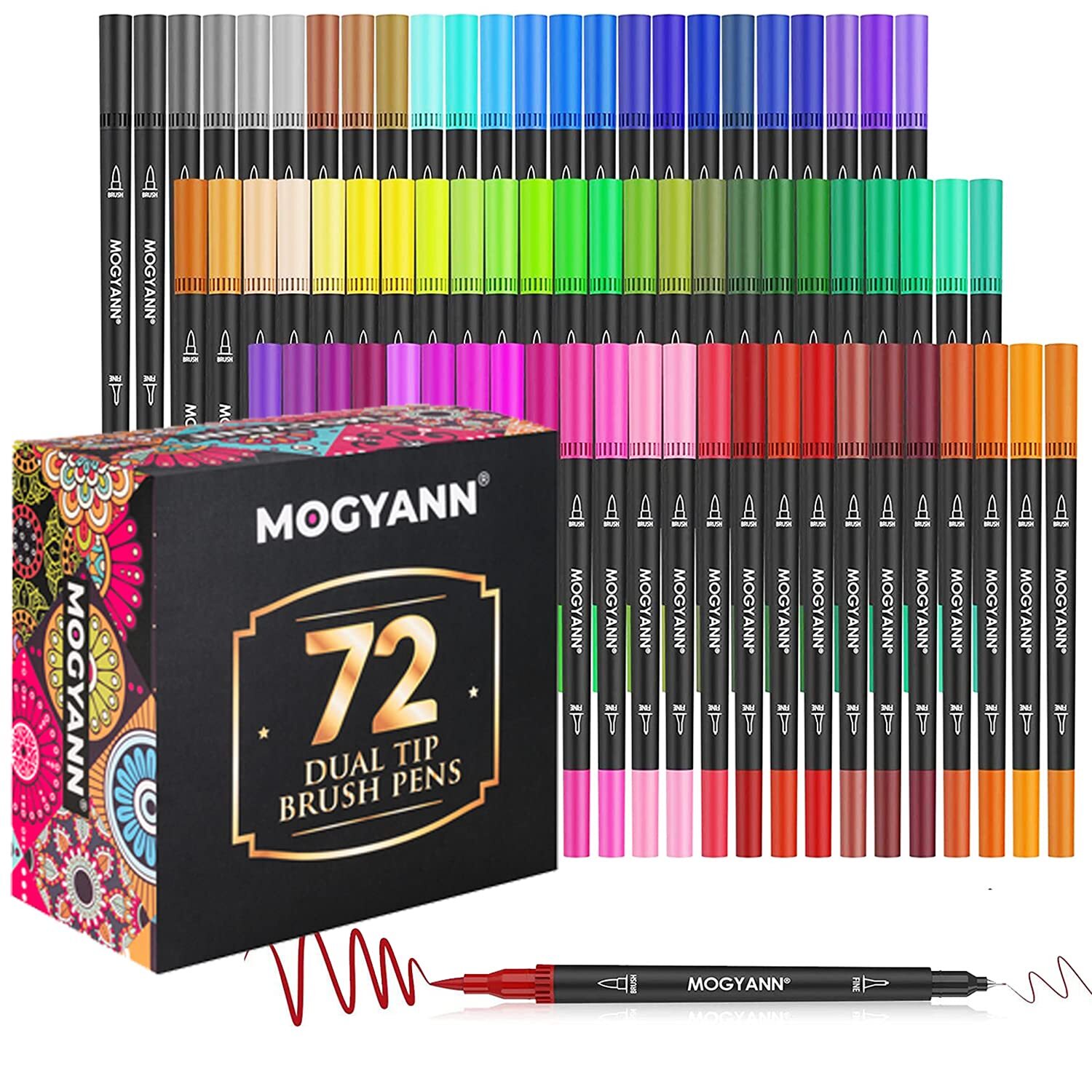 Markers for Adult Coloring - 72 Color Dual Tip Brush Pens Coloring Markers Set-image