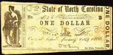 NC $1  RALEIGH  State of North Carolina   issued Oct 1861 - Jan 1866  Cr-32E
