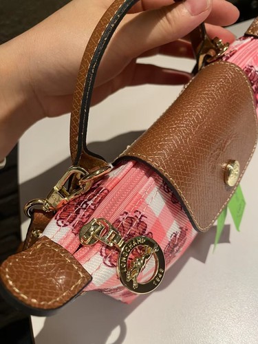 Longchamp Le Pliage XS Shoulder Bag Flower Check Pattern ( Pink / Brown ) - Picture 9 of 16