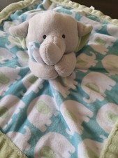 Carter's Security Baby Lovey Blanket Blue Green Elephant 13" lovie