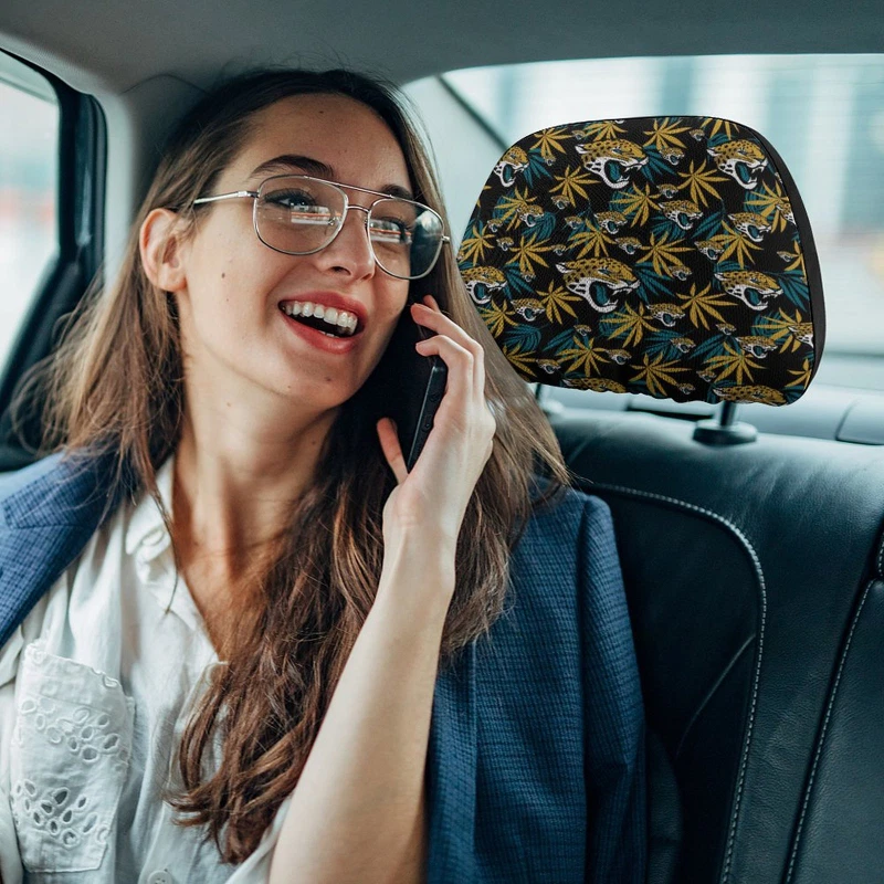 Jacksonville Jaguars Two Car Headrest Covers ,Hawaiian Print Style