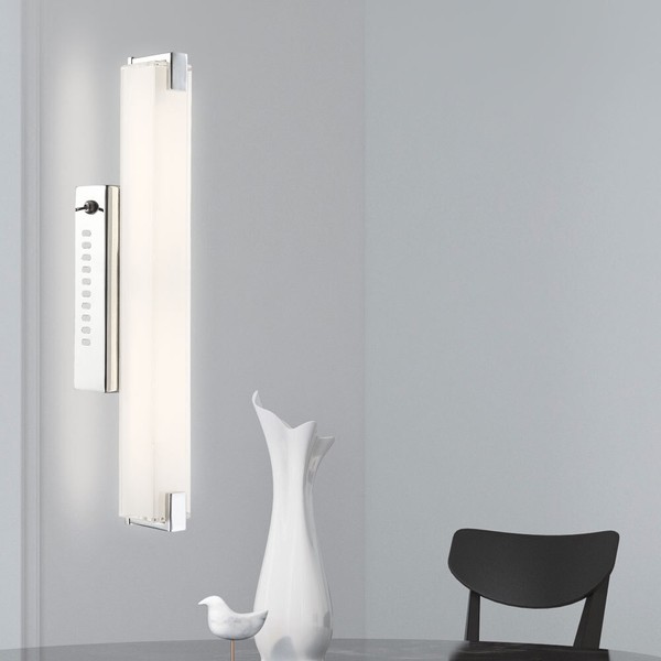 Wandlampe Wohnzimmerleuchte Treppenhausleuchte Led Glas Satiniert Schalter Chrom-image