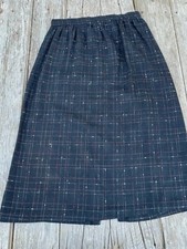 Vintage 1980s Black abstract Plaid Wool Blend Skirt