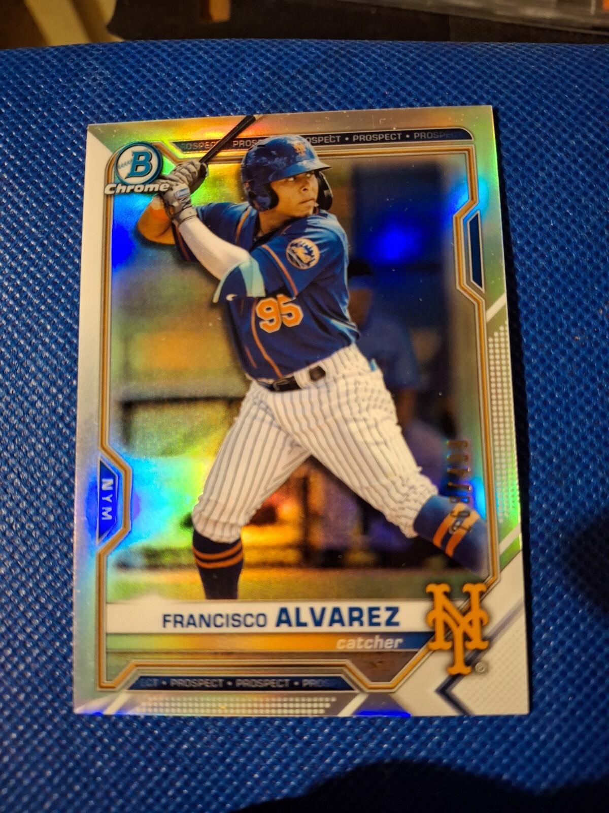 2021 FRANCISCO ALVAREZ BOWMAN CHROME ROOKIE CARD RC #BCP-209 METS /499 REFRACTOR