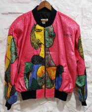 Vintage 80's Picasso Satin Bomber Style Art to Wear AOP Jacket