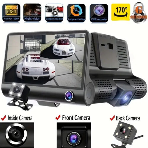 1080P 3Lens Car DVR Camera Recorder High Definition Dashcam For Safe Driving