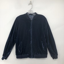 Paparazzi Embroidered Jacket Blue Crush Velvet Zip Lined Chest 38" Stretch
