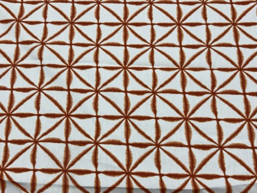 ORANGE WHITE 100% COTTON UPHOLSTERY DRAPERY PILLOW FABRIC- 4.5 YARD REMNANT