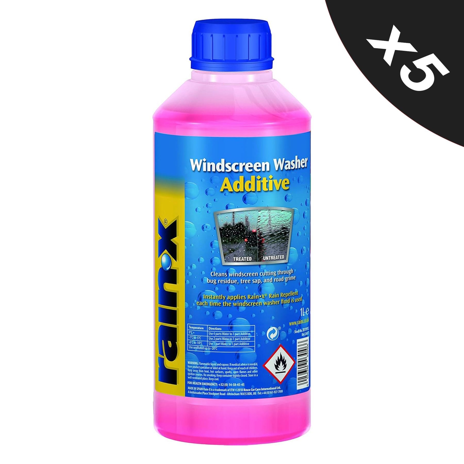 Rain-X Windscreen Washer Additive Fluid Water Beading Hydrophobic Tech 5L