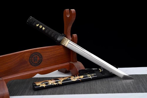 Japan Selbstverteidigung Tanto Schwert Katana gefalteter Stahl scharf Kampf kurz Messer - - Bild 2 von 10