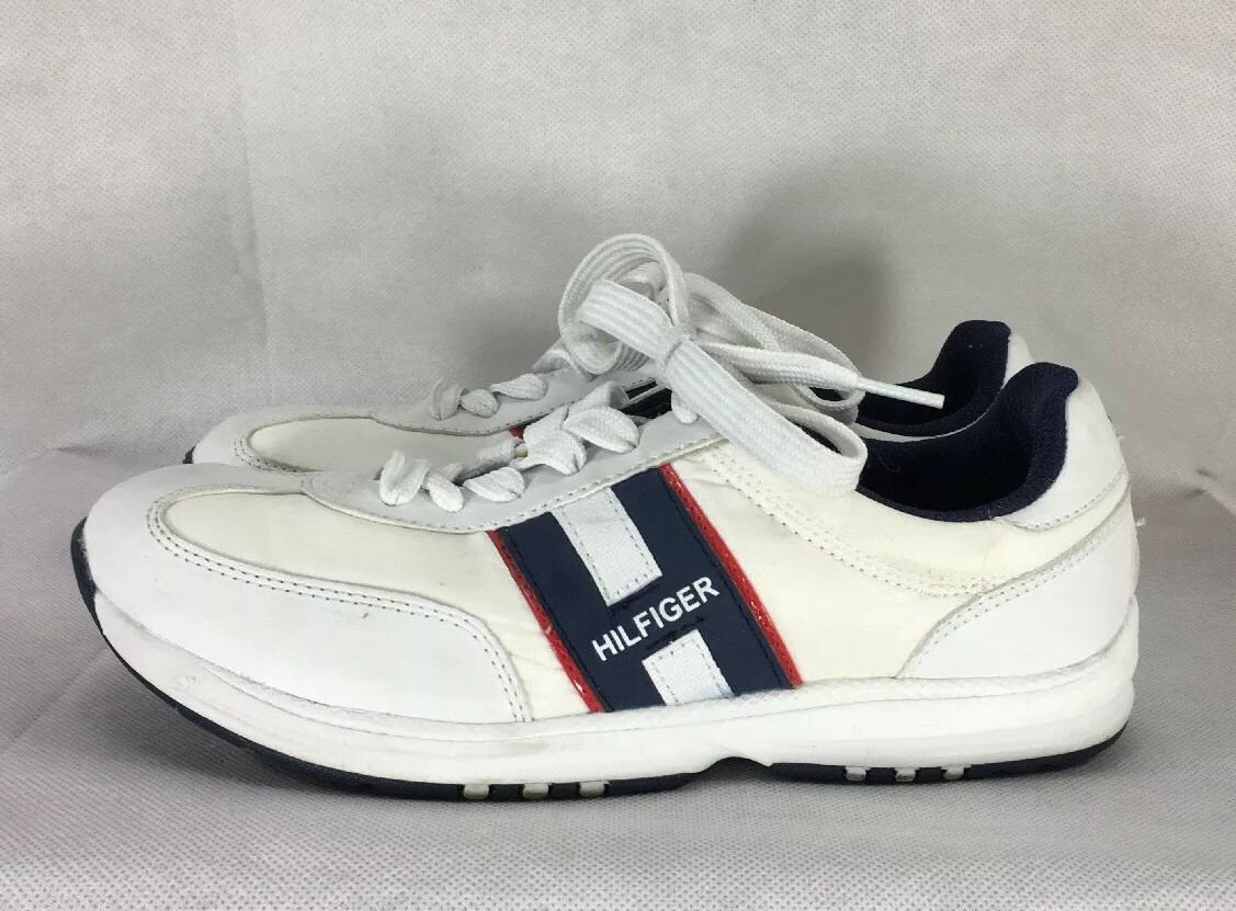 Tommy Hilfiger Women's White Lace Up Tennis Shoe Sneakers LINDA 8.5 Red