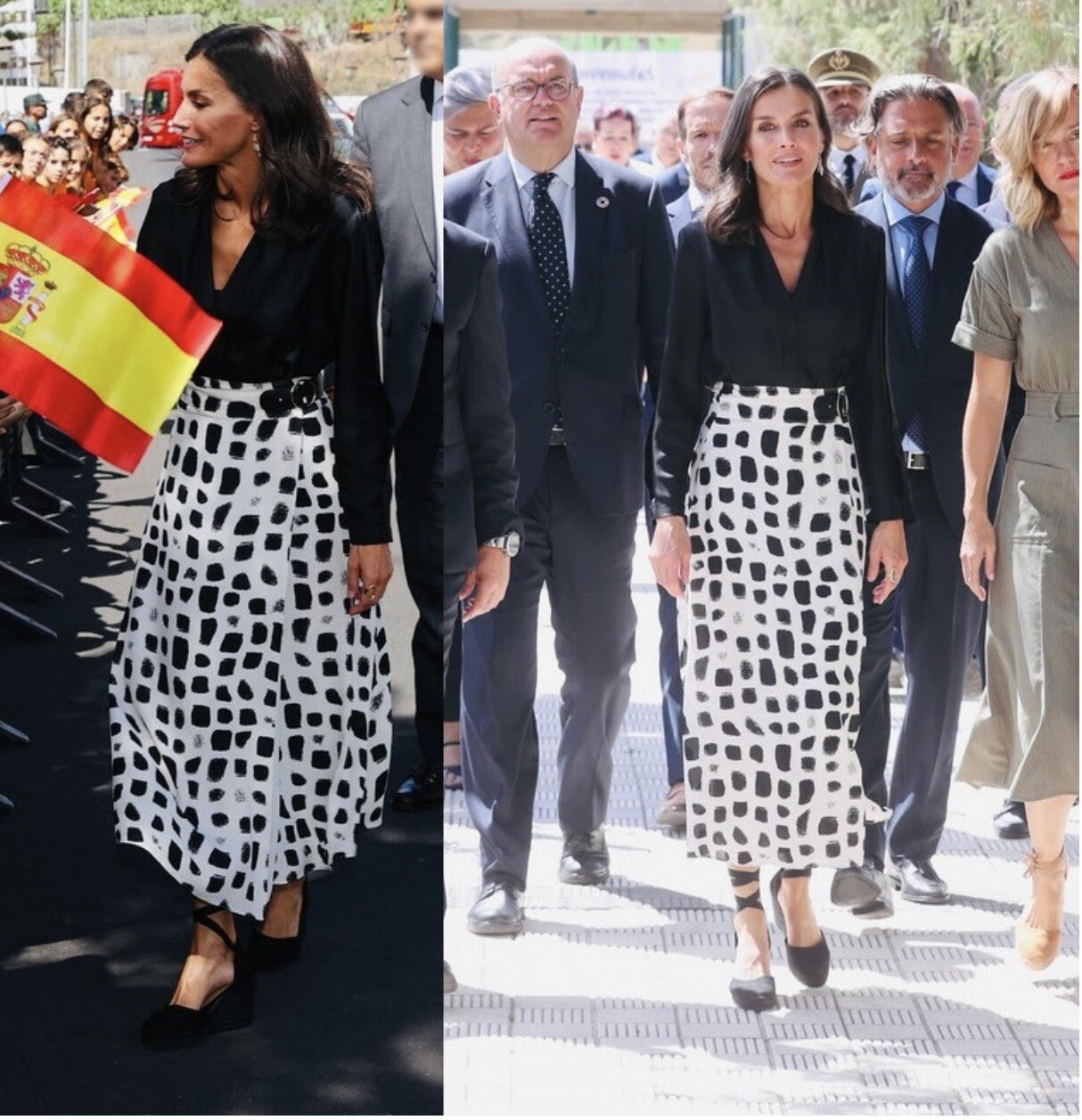 Massimo Dutti Two Tone Print Midi Skirt EU 34 US 4 Duchess Kate & Queen Letizia image 4