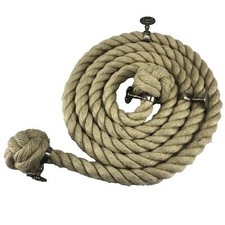 28mm Natural Jute Bannister Stair Rope x 6.5 FT c/w 3 Satin Nickel Fittings