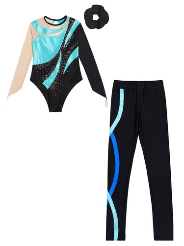 Children Girls Sets Patchwork Tracksuits Competition Outfits Long Sleeve 3Pcs - Picture 20 of 110