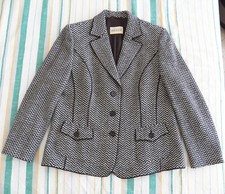 Basler Ladies Blazer UK16 US12 EU42 Womens Herringbone Virgin Wool Grey Brown