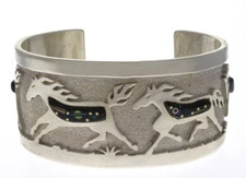 Overlay & Raised Microchip Inlay Horse Bracelet By Navajo Artist Robert Vandever