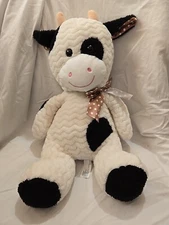 Hug Fun 18" Cream,black, Brown Cow Polkadot bow Plushie Stuffed Animal Kids Rare