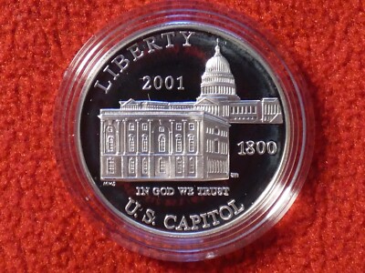 2001-P US Capitol Visitor Center Proof Silver Dollar $1 Coin COA