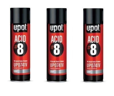U-POL UP0741V Acid #8 Gray Etch Primer Aerosol Spray Can 450ML UPOL (3 Pack)