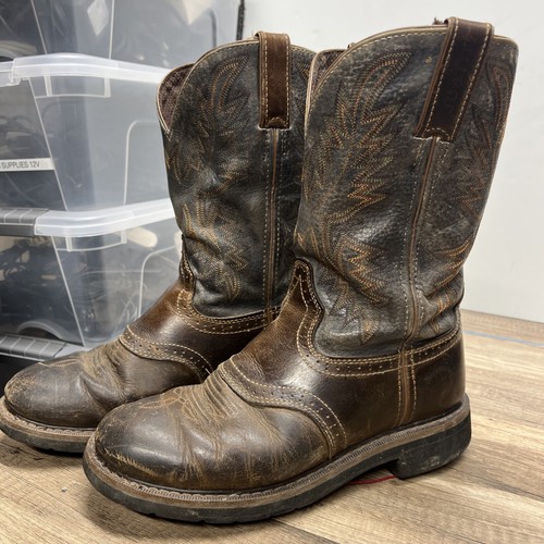 Justin Western Leather Size 8.5D Workboots Cowboy Boots WK4660 - Picture 7 of 13