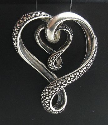 Sterling Silver Pendant Solid Hallmarked 925 Big Double Heart PE000680 Empress