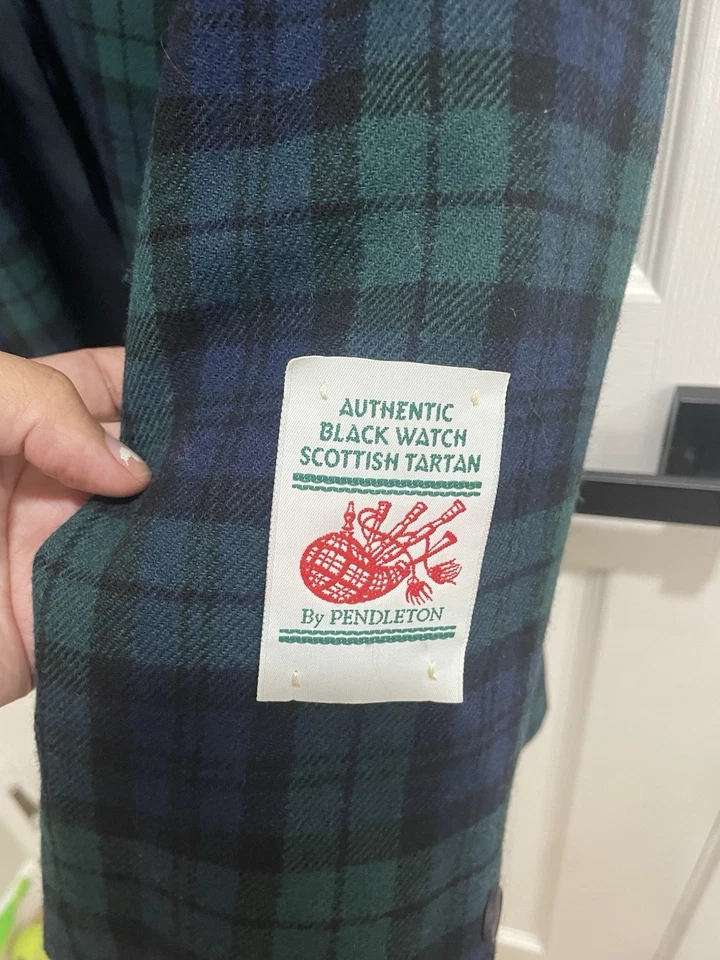 全新带标签复古 Pendleton Deadstock 黑表格子呢格子羊毛西装外套夹克 18 — 第 2/4 张图片