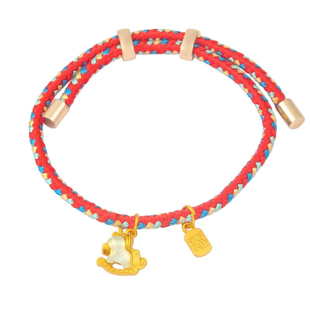 Rinhoo Chinese Style Lucky Wealth Rabbit Braided Rope Bracelet – Red Adjustable Bangle For New Year & Good Luck
