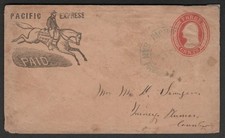 (FP) 1853-55 Pacific Express Stationery, 3c Entire San Francisco, Horse & Rider