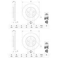 2X Bosch Bremsscheiben 255Mm BelÜFtet Vorne Passend FÜR Toyota Prius