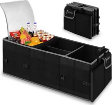 Trunk Organizer With Built-In Insulated Leak Proof Black with Cooler Bag 