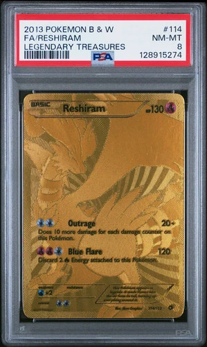 Reshiram #114 2013 Pokemon Black & White Legendary Treasures PSA 8