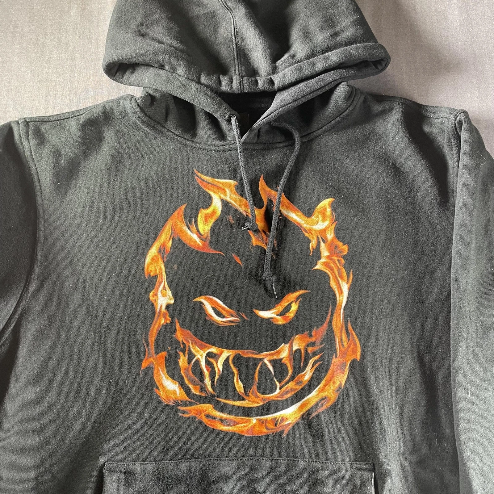 Spitfire Hoodie Mens Medium Black Bighead Flame Graphic Pullover Skateboard