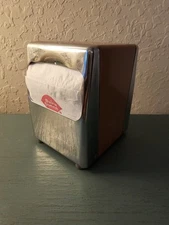 Vintage Erving Pink & Chrome Dairy Queen Napkin Dispenser, TableTop-Very Good