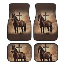 Horse Cross Pattern Car Floor Mats Waterproof Auto Carpet All Weather Protect...