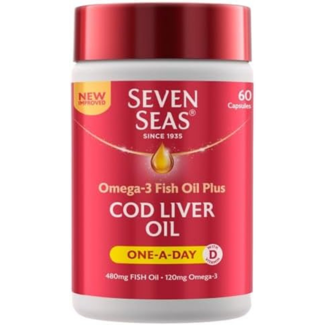 Cod Liver Oil One A Day Omega 3 Fish Oil and Vitamin D 60 Capsules 2 Months