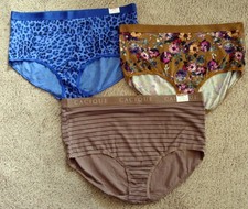 Lot of 3 Cacique 22 / 24 Cotton Full Brief Panties Purple Animal Print Gold