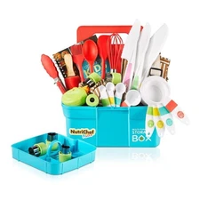 NutriChef Kids Cooking and Baking Supplies Gift Set w/ Storage Container