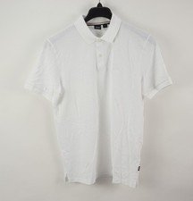 Hugo Boss Pallas Pique Polo Shirt Men's Medium Short Sleeve White Cotton w/ Logo