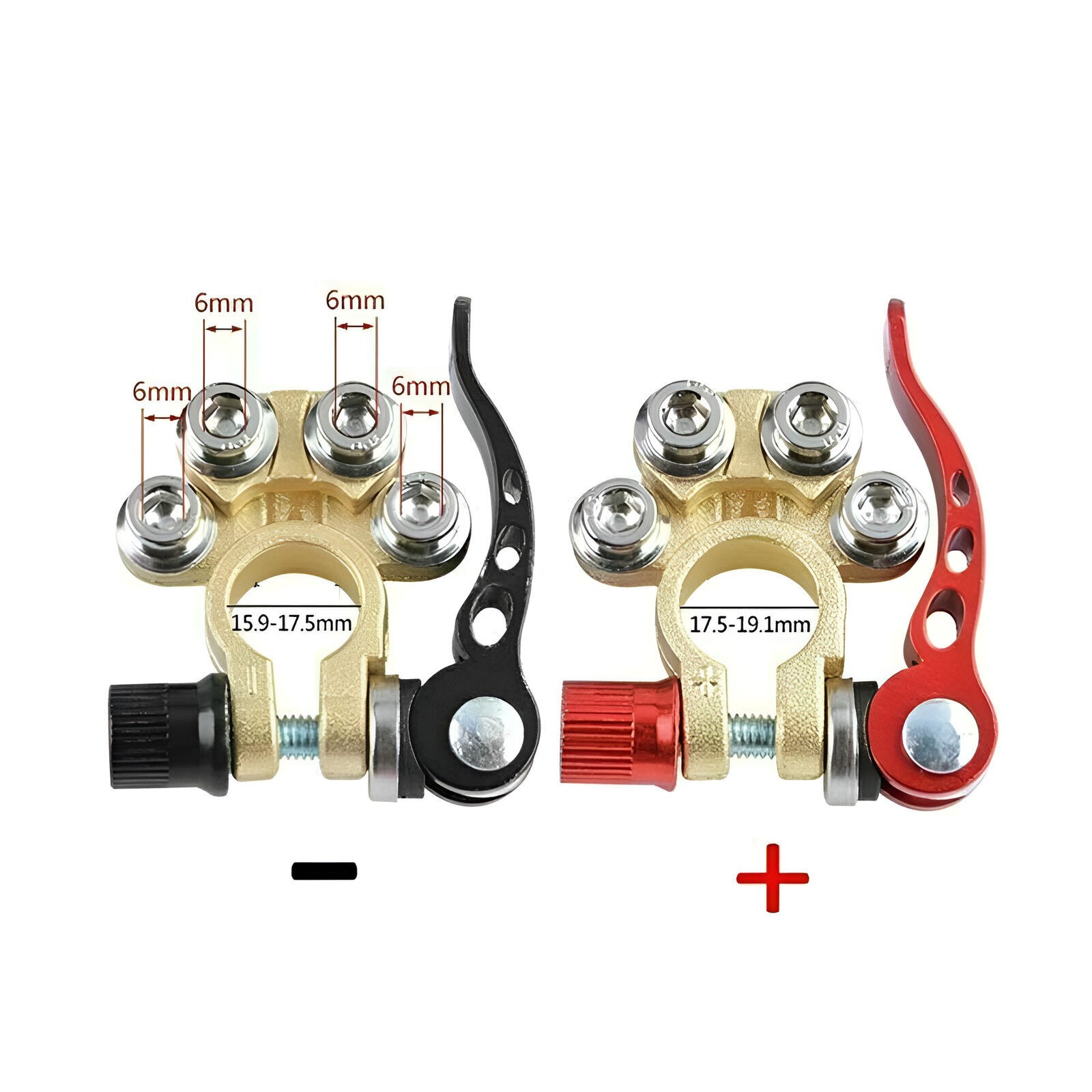 2X Car Battery Terminal Clamp Connectors Positive Negative Release Disconnect