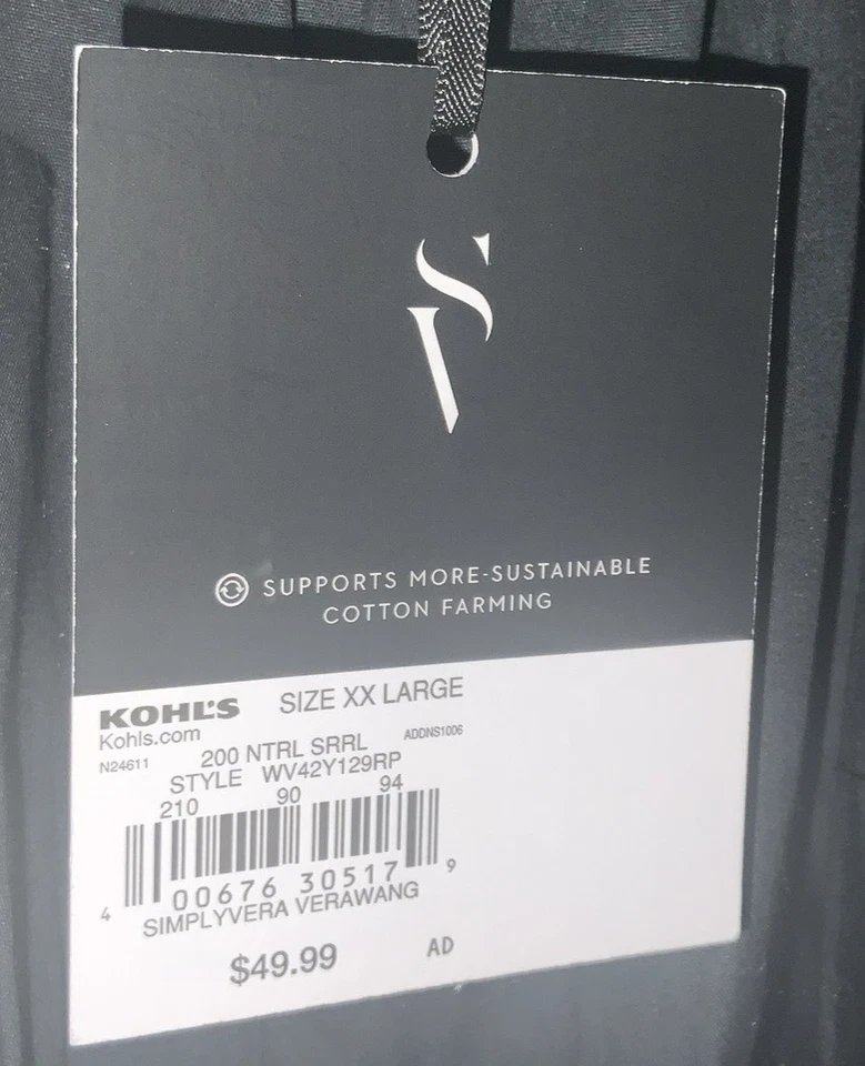 ¡NUEVO CON ETIQUETAS! Falda larga negra para mujer Simply Vera Wang talla XXL con flores/bolsillos/aberturas Foto 3 de 4