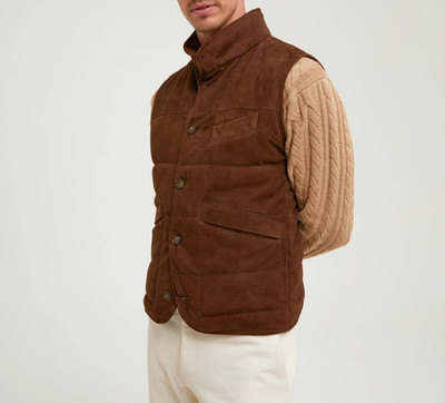 Brown Suede Leather Vest for Men Size XS S M L XL XXL 3XL