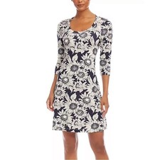 Karen Kane Floral Mini Dress Navy Blue White MEDIUM